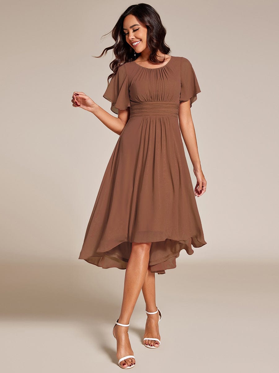 ever EDEN|Flowy Chiffon Round Neckline A-Line Knee Length Wedding Guest Dress