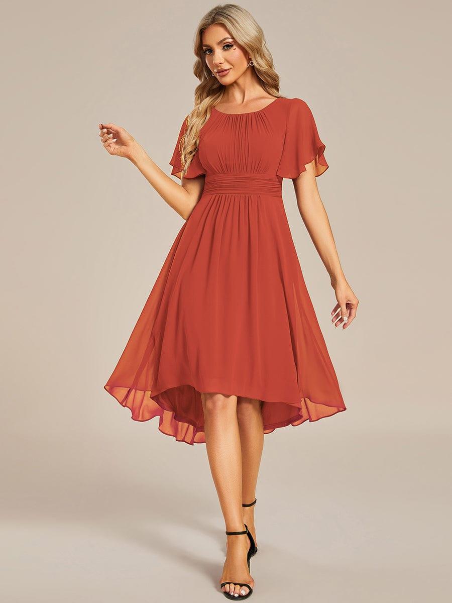 ever EDEN|Flowy Chiffon Round Neckline A-Line Knee Length Wedding Guest Dress