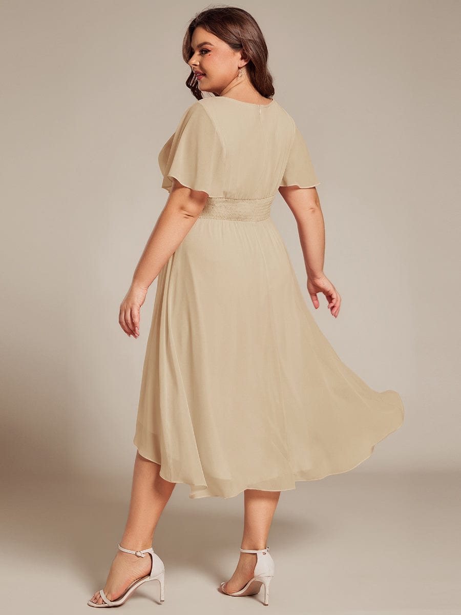 ever EDEN|Flowy Chiffon Round Neckline A-Line Knee Length Wedding Guest Dress