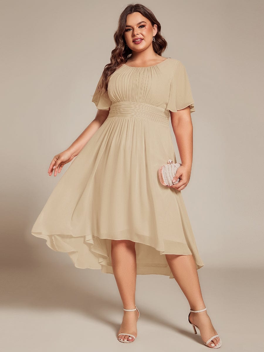 ever EDEN|Flowy Chiffon Round Neckline A-Line Knee Length Wedding Guest Dress