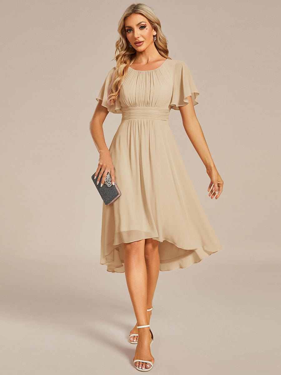 ever EDEN|Flowy Chiffon Round Neckline A-Line Knee Length Wedding Guest Dress