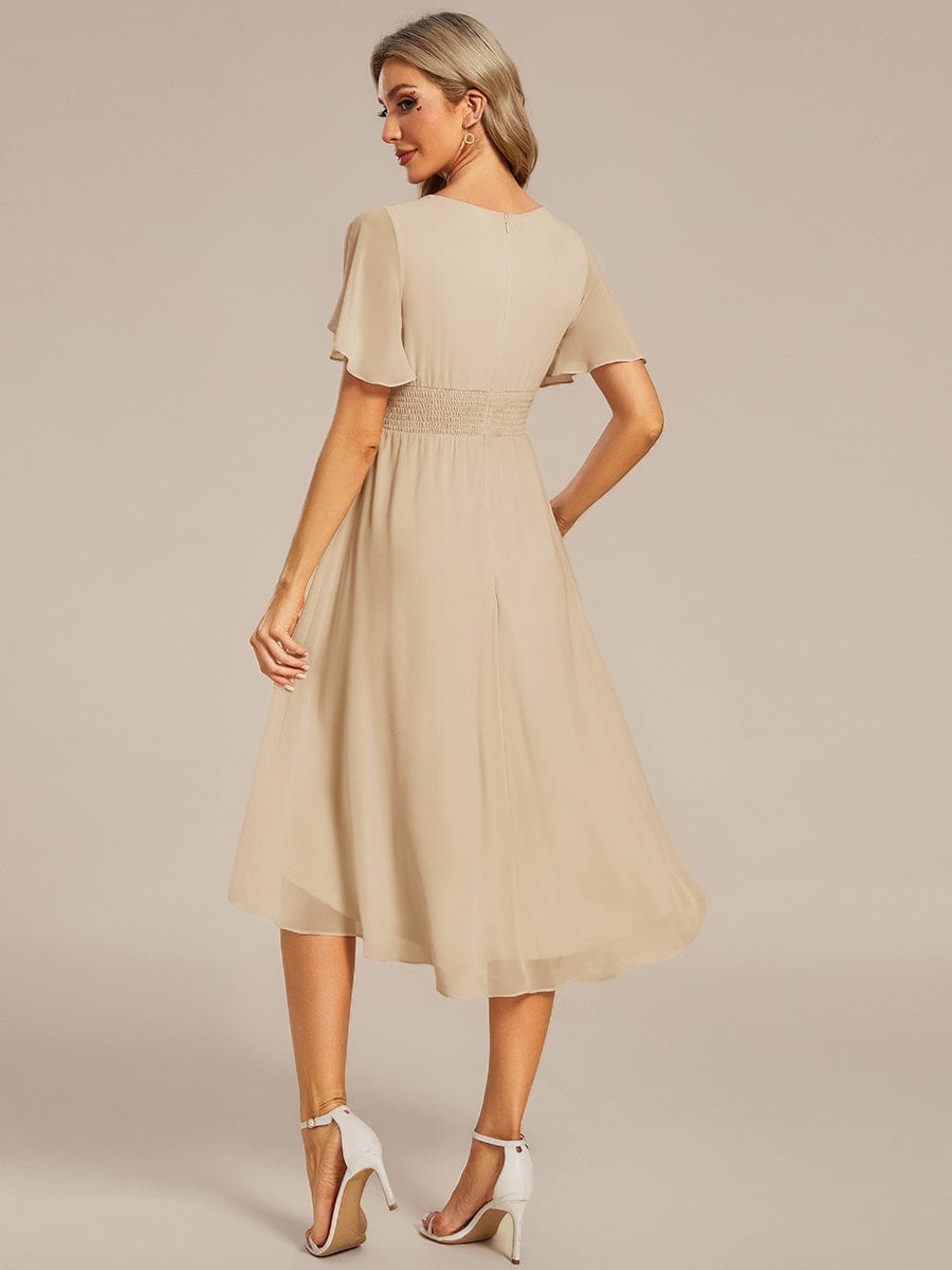 ever EDEN|Flowy Chiffon Round Neckline A-Line Knee Length Wedding Guest Dress
