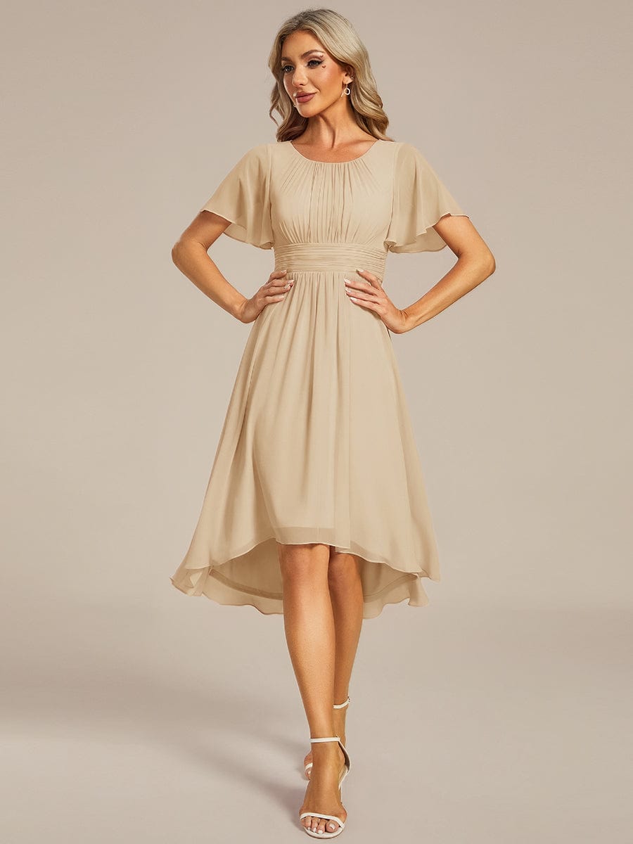 ever EDEN|Flowy Chiffon Round Neckline A-Line Knee Length Wedding Guest Dress