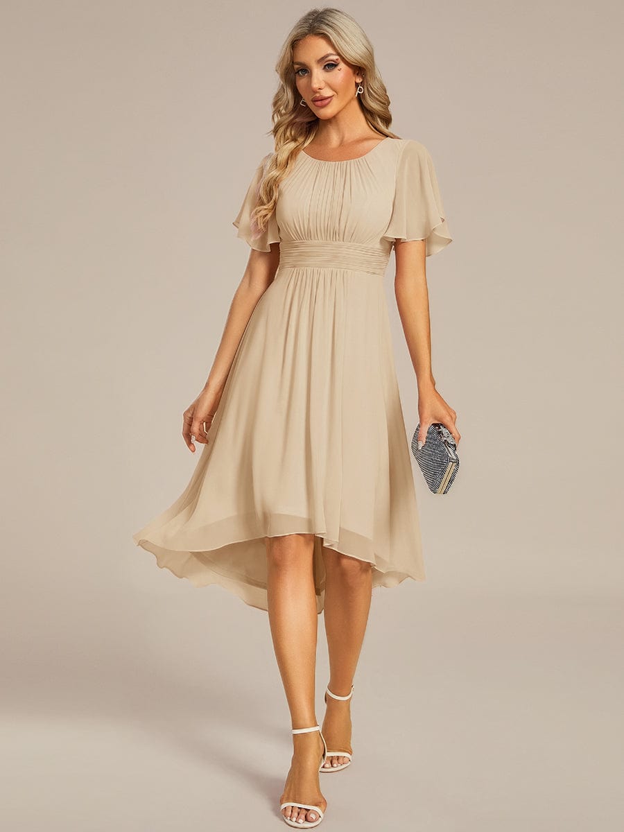 ever EDEN|Flowy Chiffon Round Neckline A-Line Knee Length Wedding Guest Dress