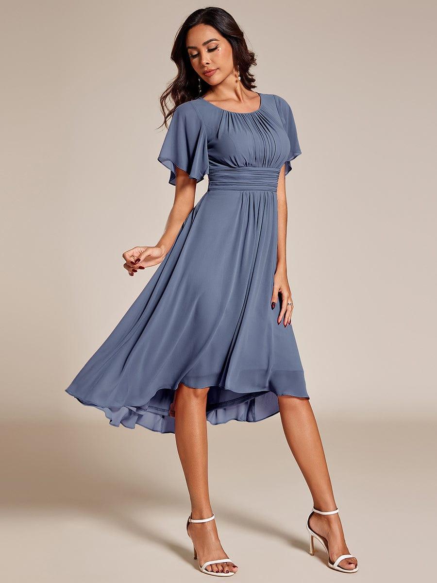 ever EDEN|Flowy Chiffon Round Neckline A-Line Knee Length Wedding Guest Dress
