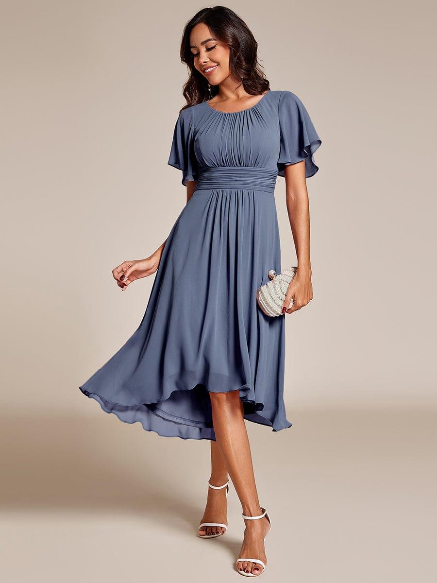 ever EDEN|Flowy Chiffon Round Neckline A-Line Knee Length Wedding Guest Dress
