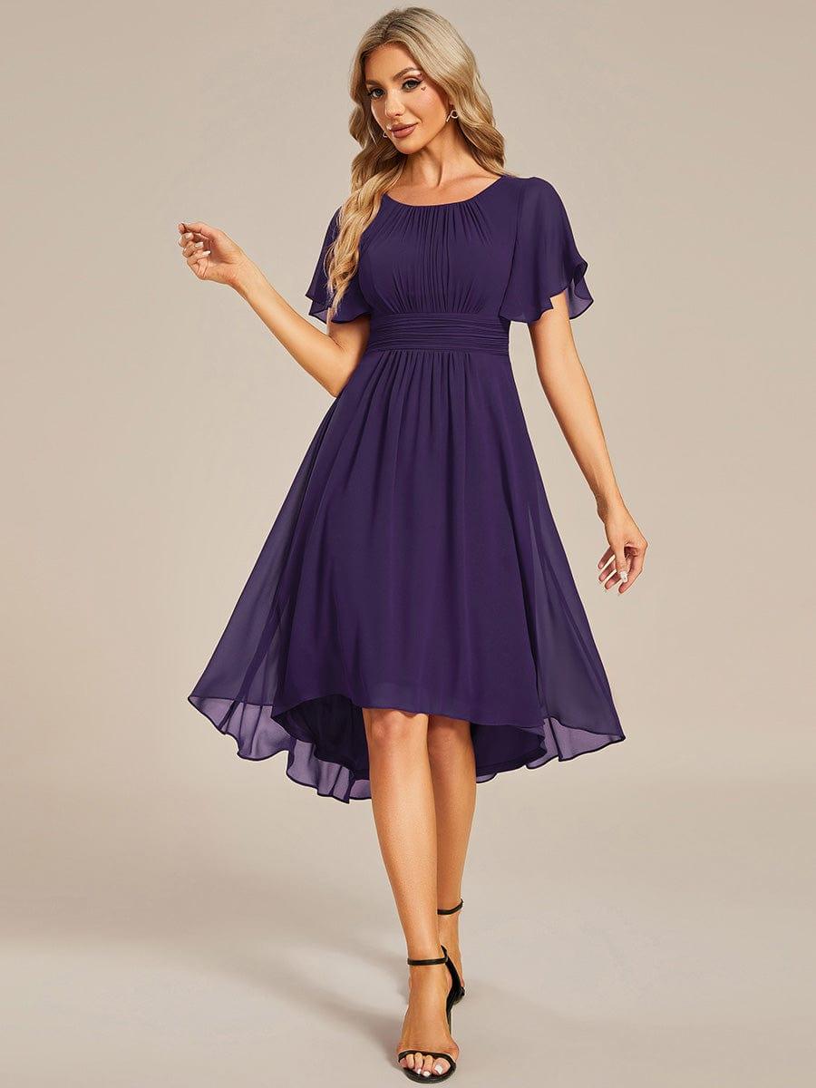 ever EDEN|Flowy Chiffon Round Neckline A-Line Knee Length Wedding Guest Dress