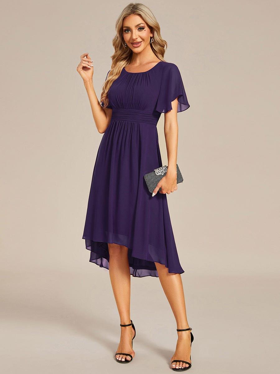 ever EDEN|Flowy Chiffon Round Neckline A-Line Knee Length Wedding Guest Dress