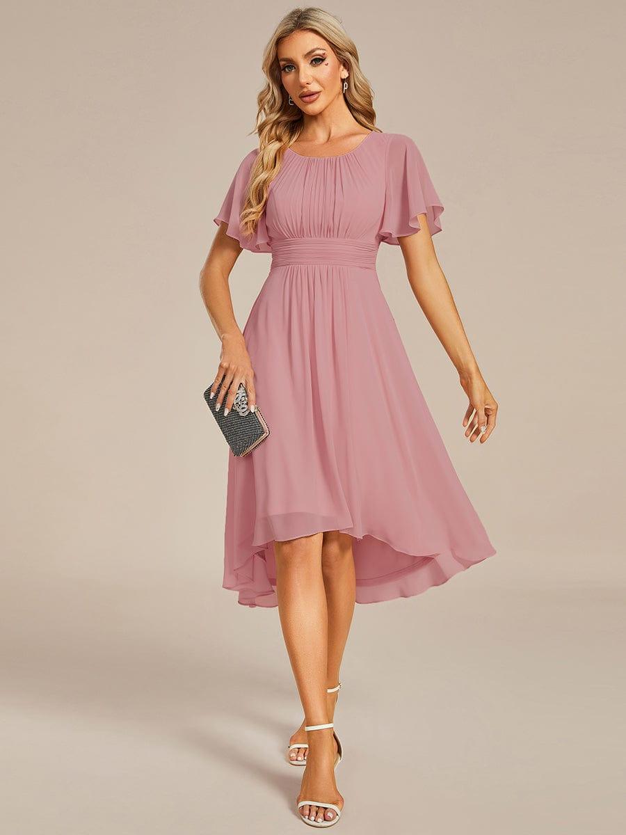 ever EDEN|Flowy Chiffon Round Neckline A-Line Knee Length Wedding Guest Dress