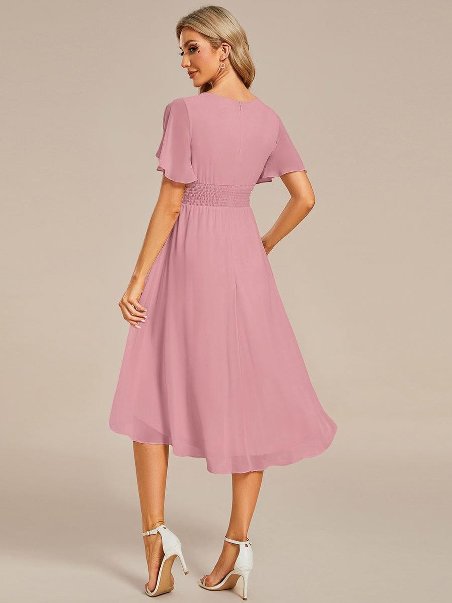 ever EDEN|Flowy Chiffon Round Neckline A-Line Knee Length Wedding Guest Dress