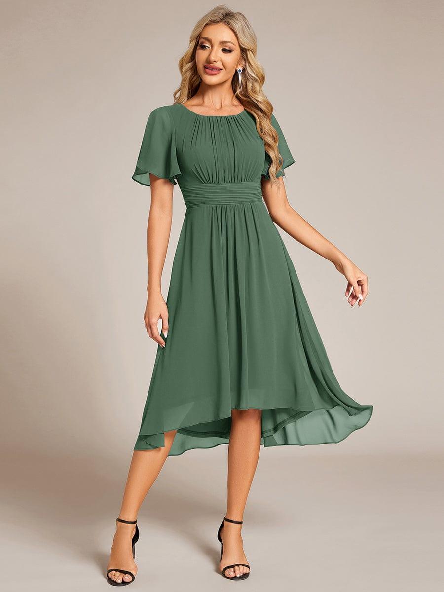 ever EDEN|Flowy Chiffon Round Neckline A-Line Knee Length Wedding Guest Dress