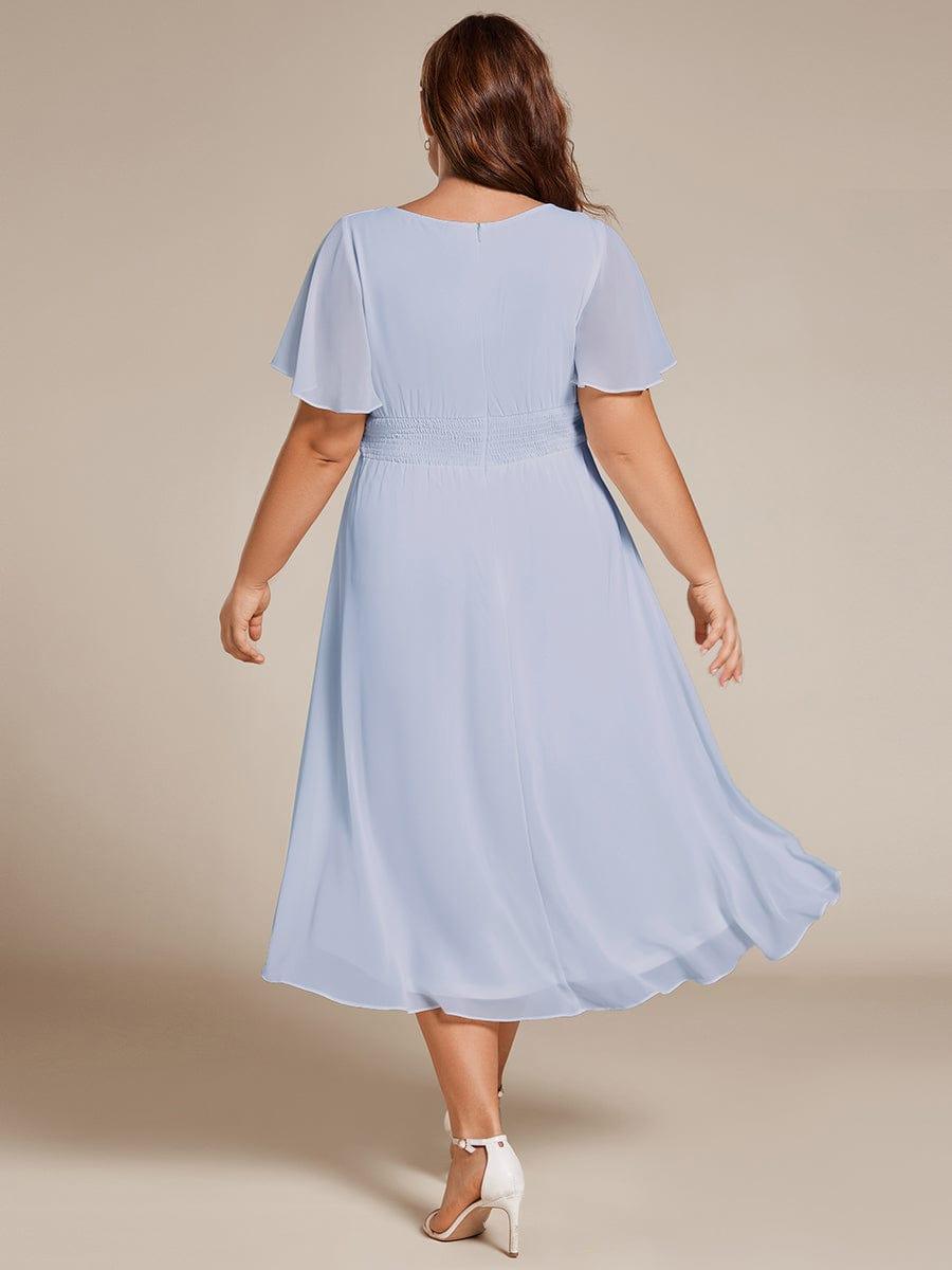 ever EDEN|Flowy Chiffon Round Neckline A-Line Knee Length Wedding Guest Dress