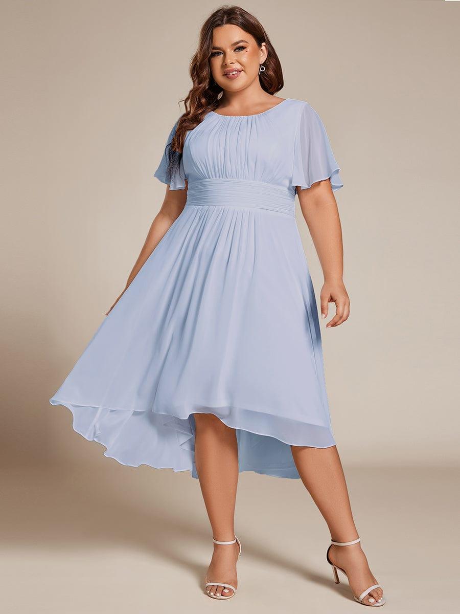 ever EDEN|Flowy Chiffon Round Neckline A-Line Knee Length Wedding Guest Dress