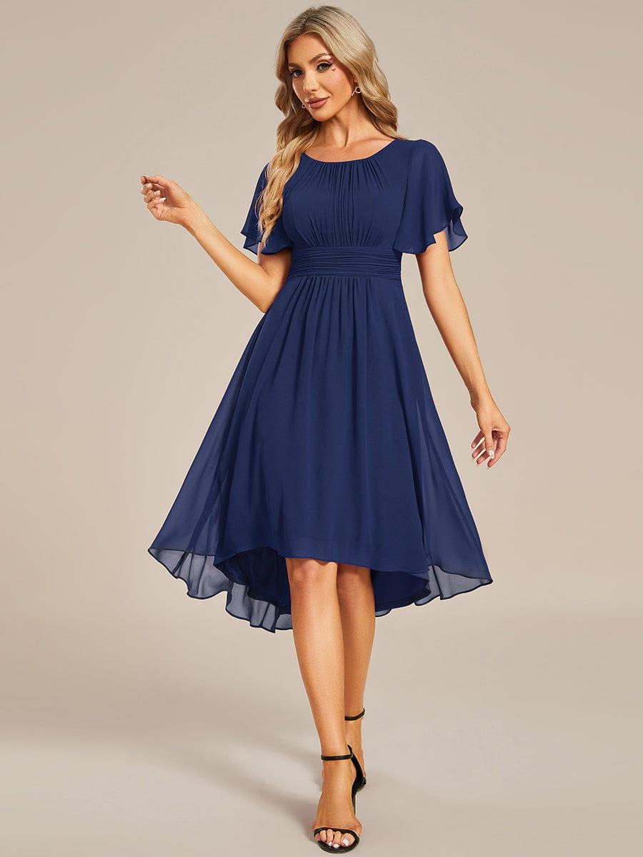 ever EDEN|Flowy Chiffon Round Neckline A-Line Knee Length Wedding Guest Dress