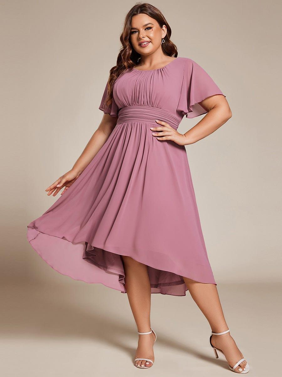ever EDEN|Flowy Chiffon Round Neckline A-Line Knee Length Wedding Guest Dress