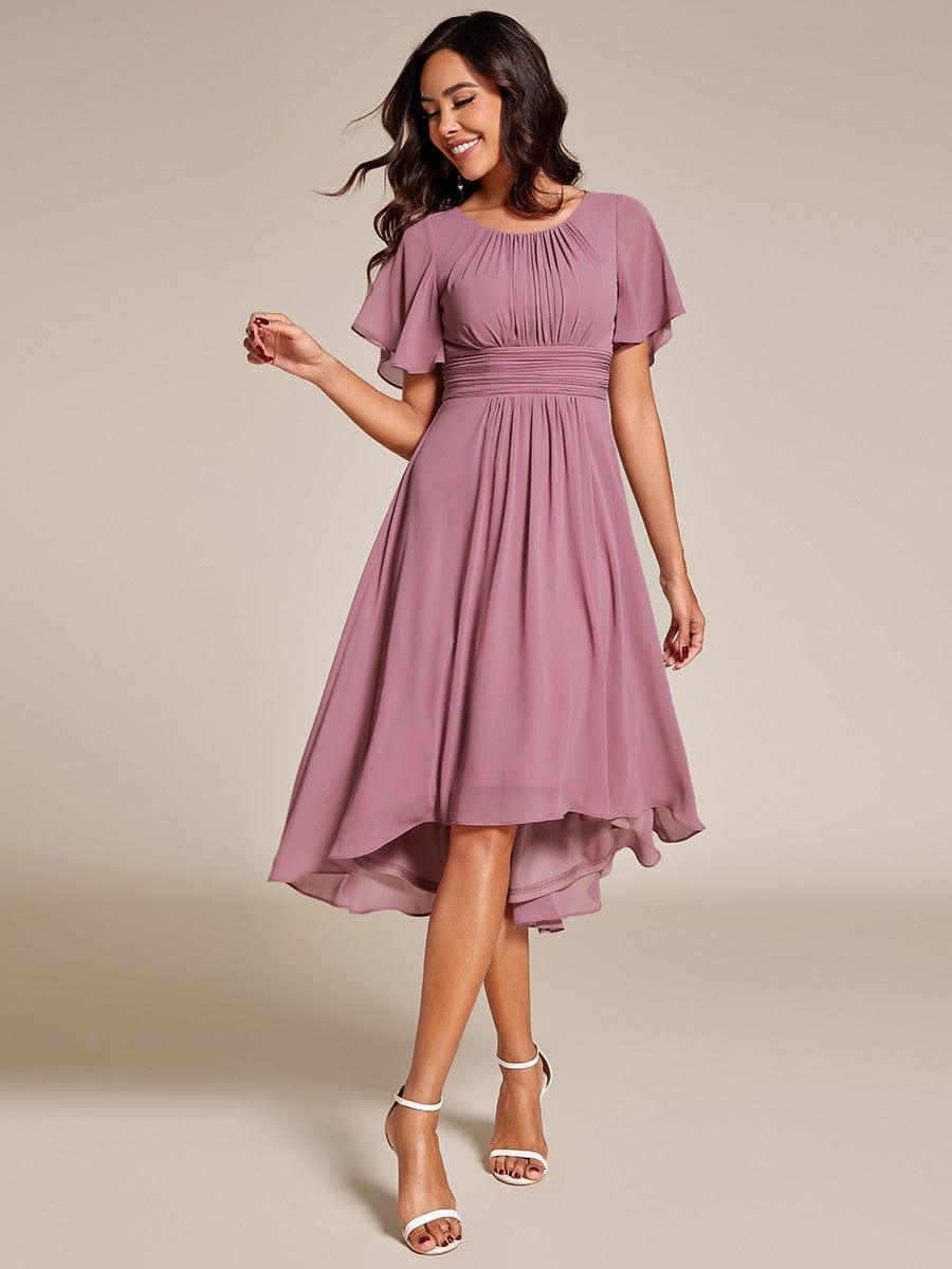 ever EDEN|Flowy Chiffon Round Neckline A-Line Knee Length Wedding Guest Dress