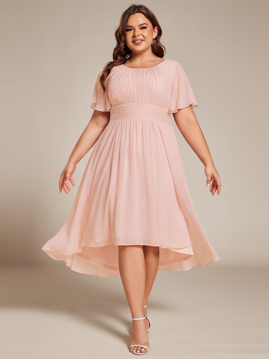 ever EDEN|Flowy Chiffon Round Neckline A-Line Knee Length Wedding Guest Dress