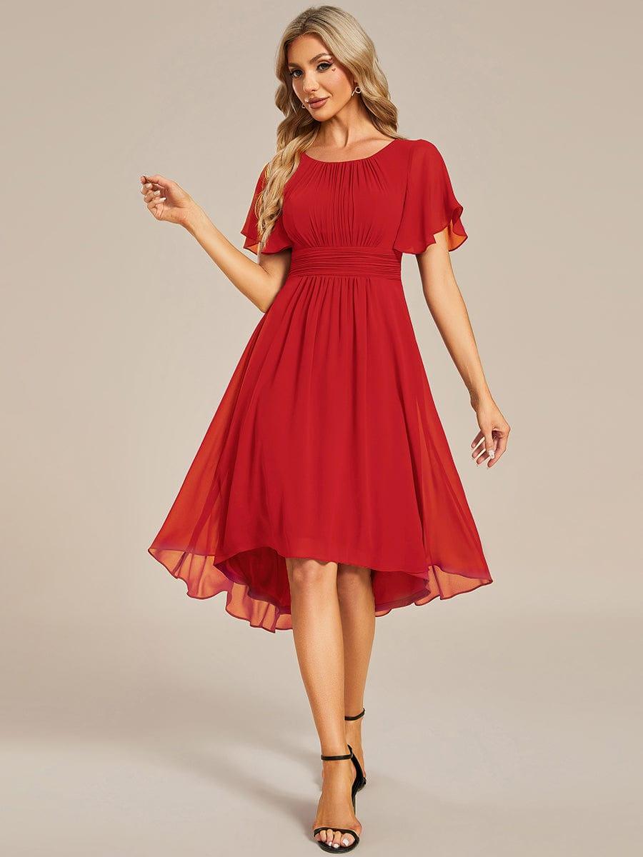 ever EDEN|Flowy Chiffon Round Neckline A-Line Knee Length Wedding Guest Dress
