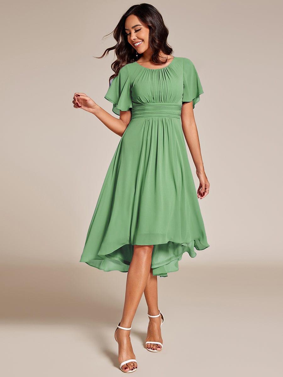 ever EDEN|Flowy Chiffon Round Neckline A-Line Knee Length Wedding Guest Dress