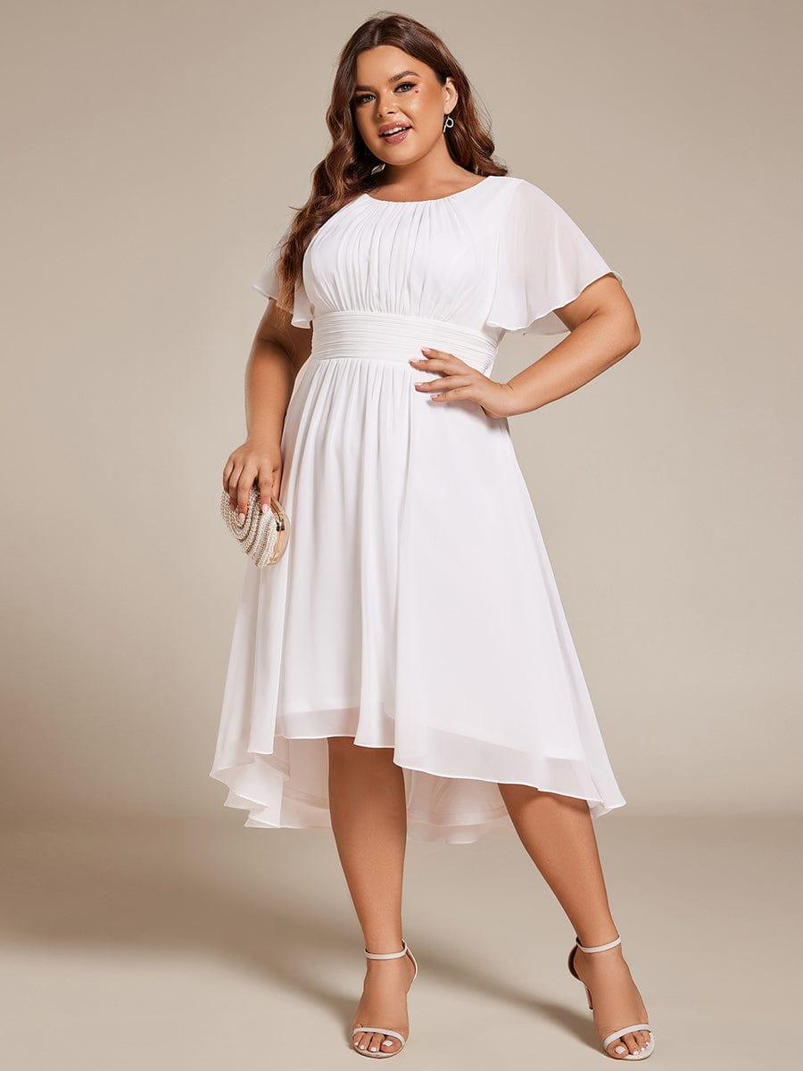 ever EDEN|Flowy Chiffon Round Neckline A-Line Knee Length Wedding Guest Dress