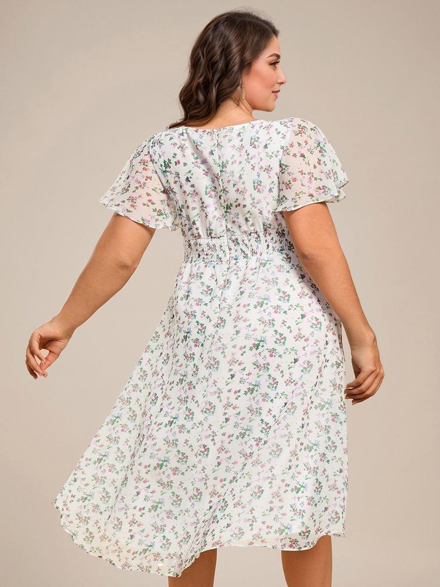 ever EDEN|Flowy Chiffon Round Neckline A-Line Knee Length Wedding Guest Dress