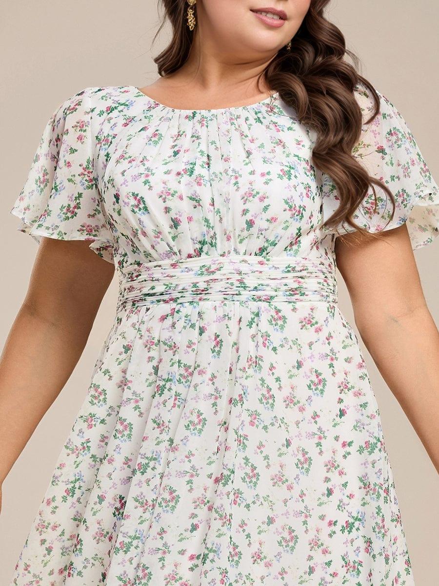 ever EDEN|Flowy Chiffon Round Neckline A-Line Knee Length Wedding Guest Dress