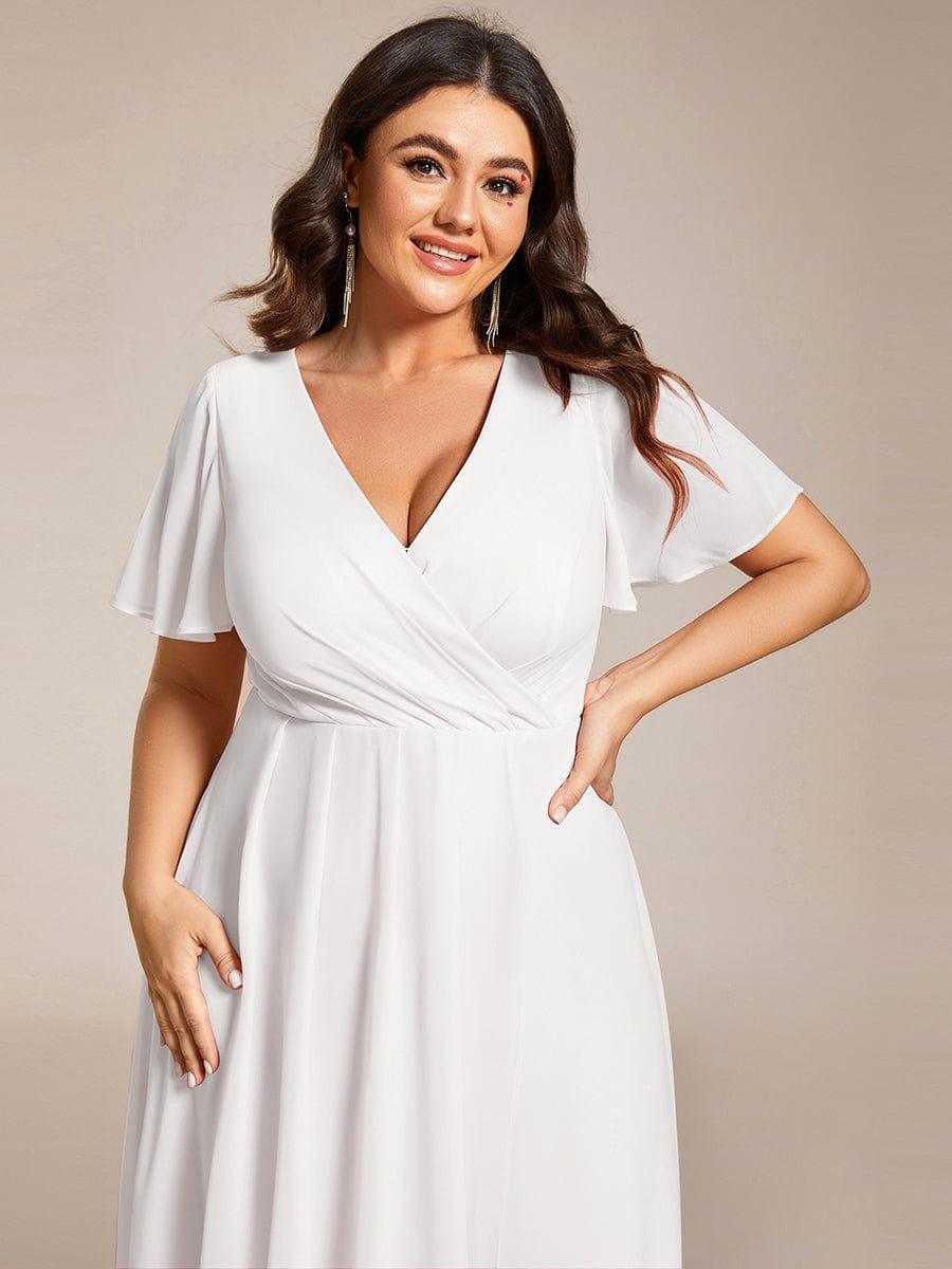 pretty LARK|Plus Size Chiffon Short Sleeve High-Low Wedding Guest Dress
