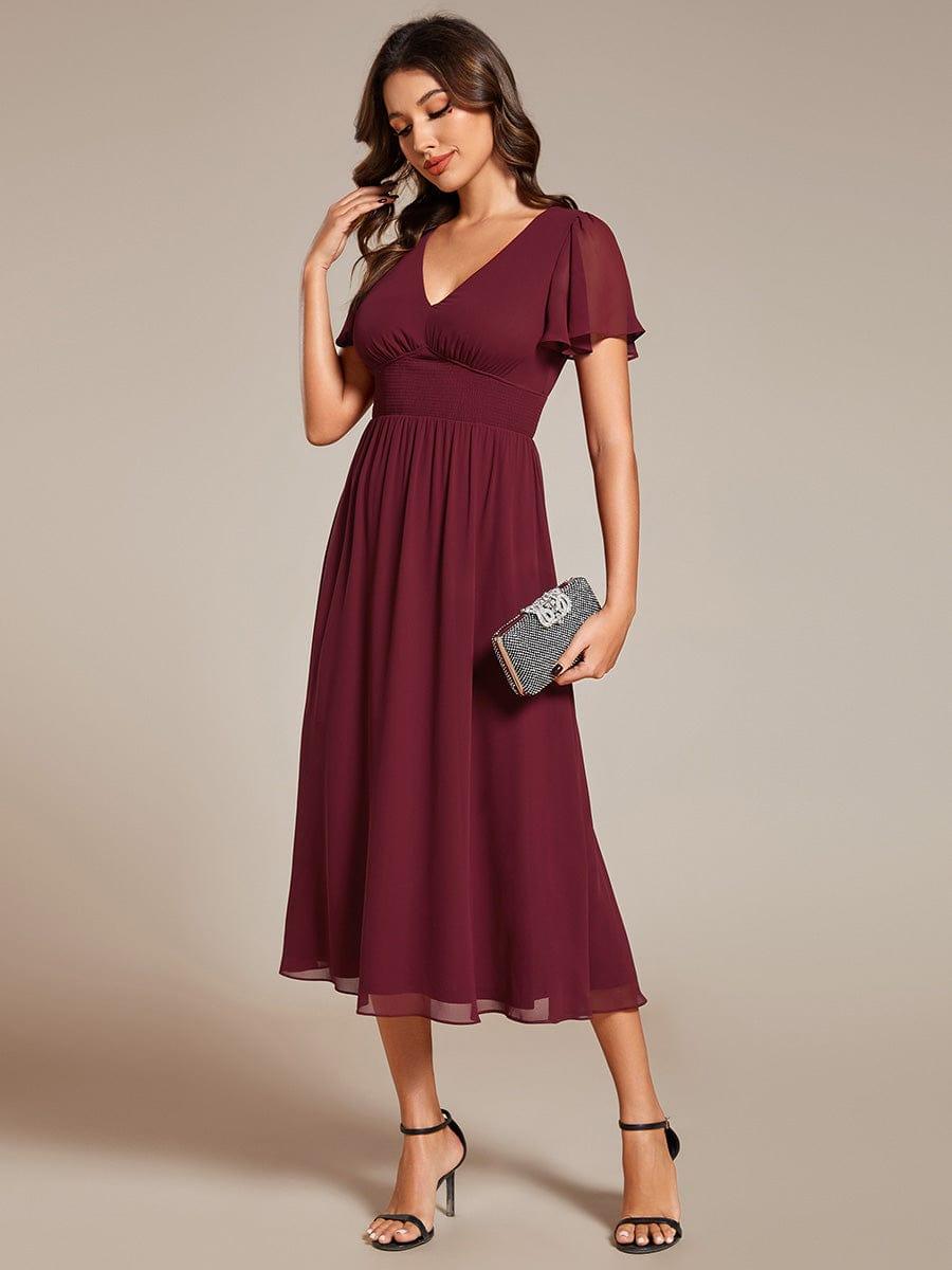 ever AMARA|Elegant V Neck Long Sleeves Midi Wedding Guest Dress(Final Sale)