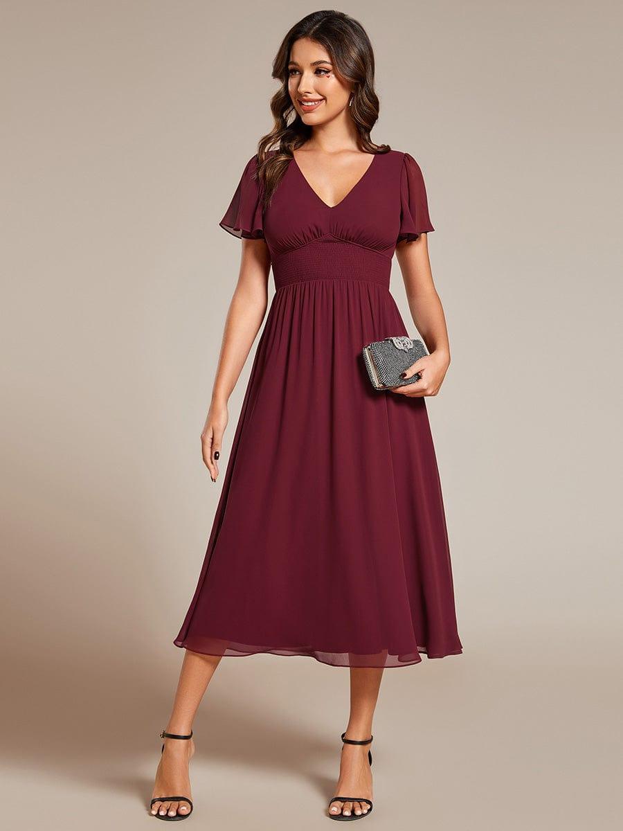 ever AMARA|Elegant V Neck Long Sleeves Midi Wedding Guest Dress(Final Sale)