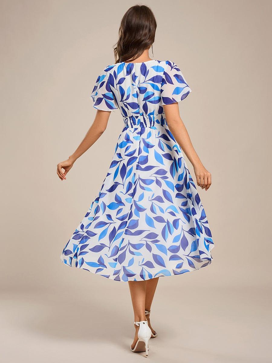 ever CATALEYA|Short Sleeve Ruffled Floral Midi Wedding Guest Dress