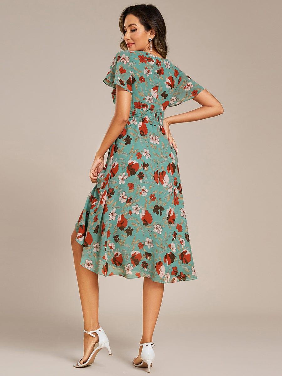 ever CATALEYA|Short Sleeve Ruffled Floral Midi Wedding Guest Dress