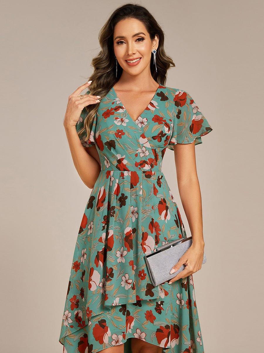 ever CATALEYA|Short Sleeve Ruffled Floral Midi Wedding Guest Dress