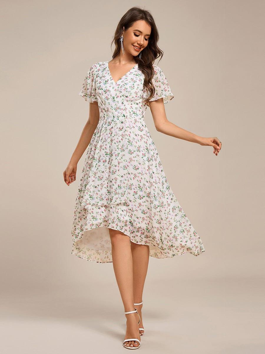 ever CATALEYA|Short Sleeve Ruffled Floral Midi Wedding Guest Dress