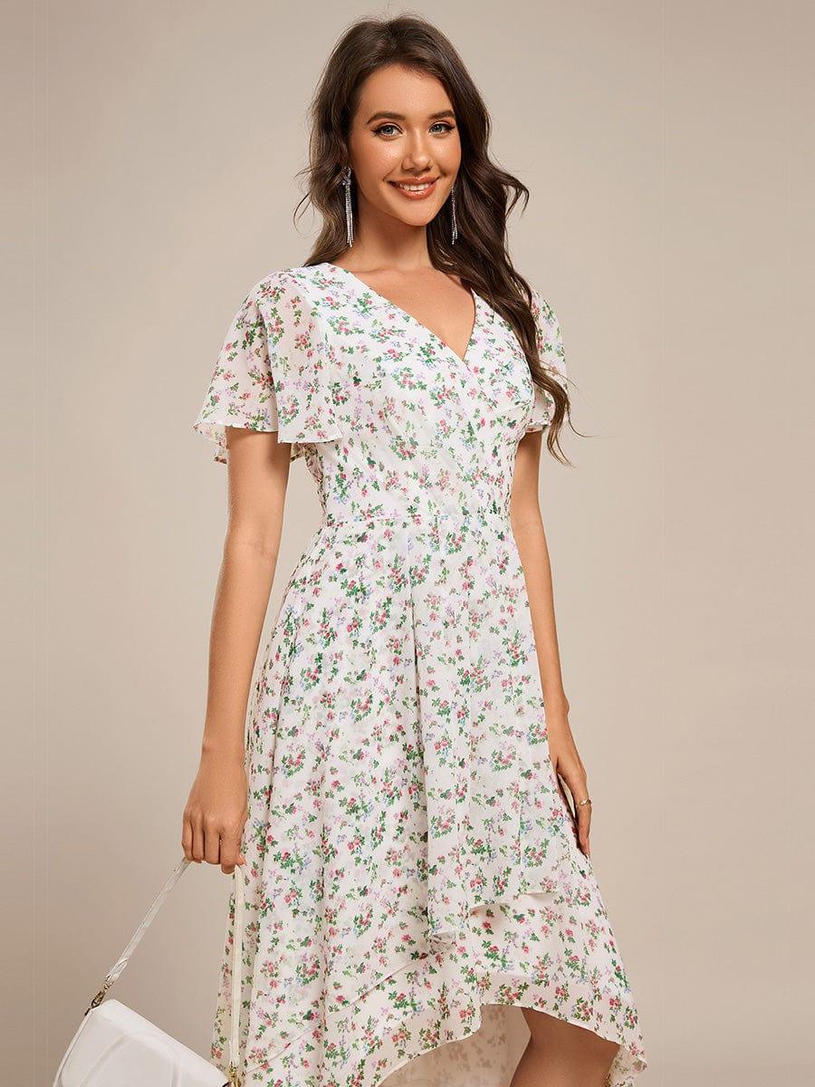 ever CATALEYA|Short Sleeve Ruffled Floral Midi Wedding Guest Dress
