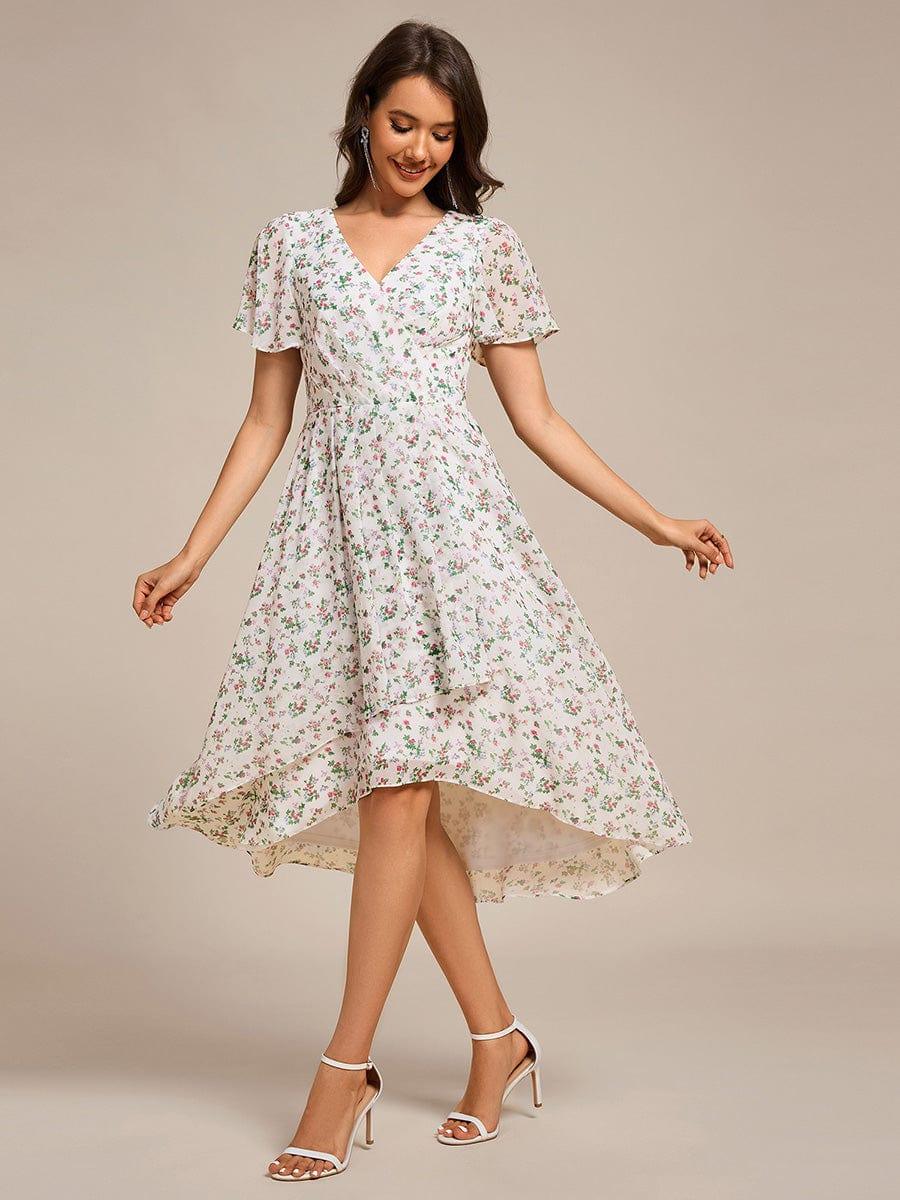 ever CATALEYA|Short Sleeve Ruffled Floral Midi Wedding Guest Dress
