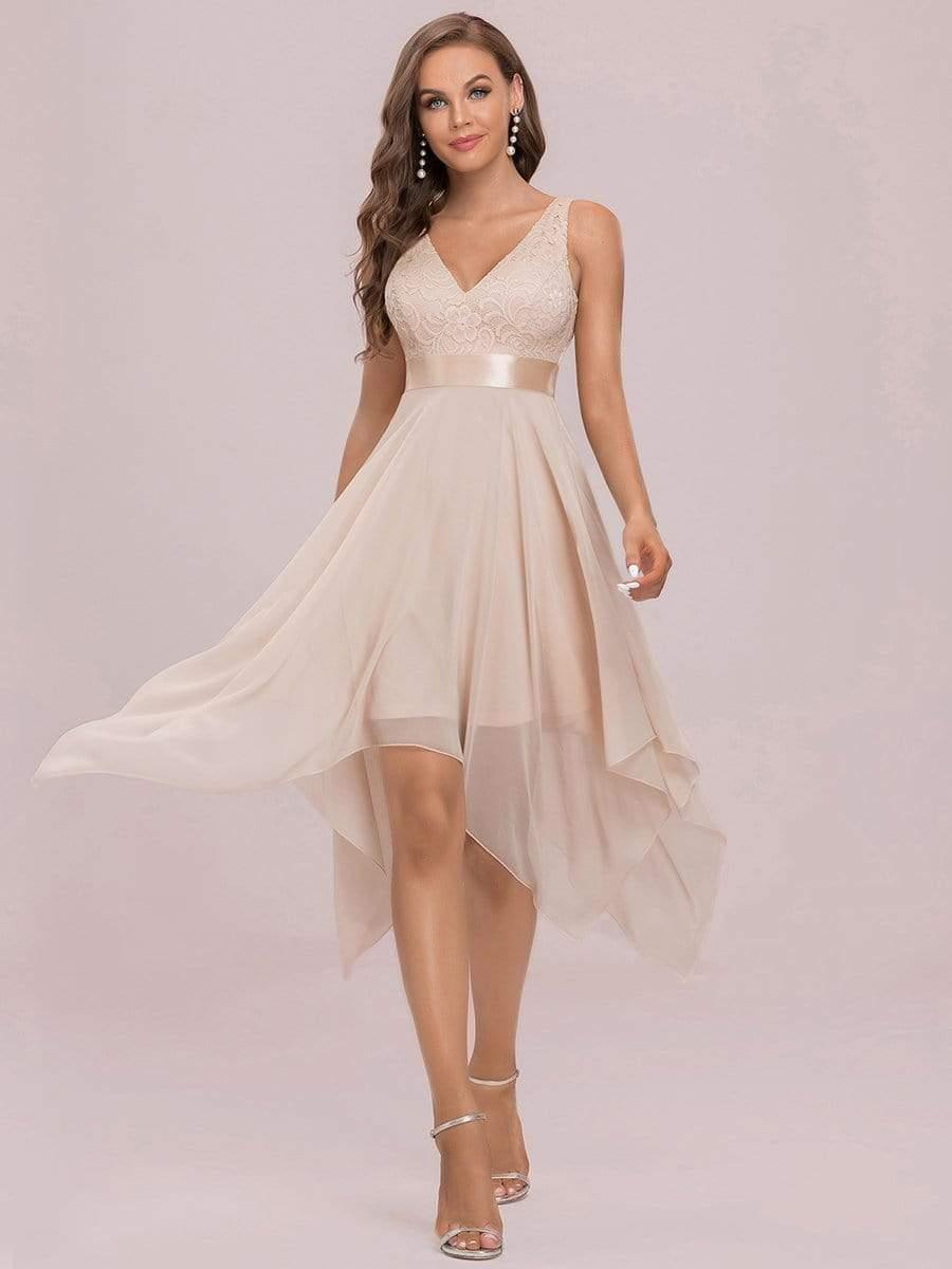 ever COSTA|Stunning V Neck Lace Chiffon Bridesmaid Dress