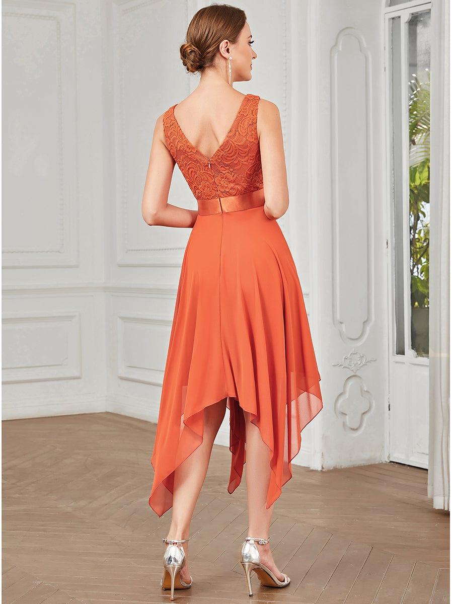 ever COSTA|Stunning V Neck Lace Chiffon Bridesmaid Dress