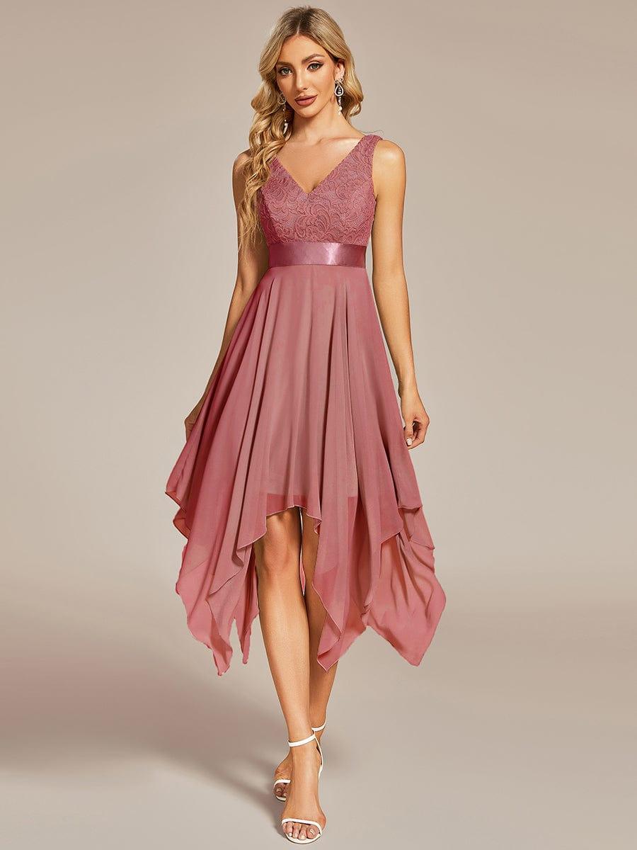 ever COSTA|Stunning V Neck Lace Chiffon Bridesmaid Dress