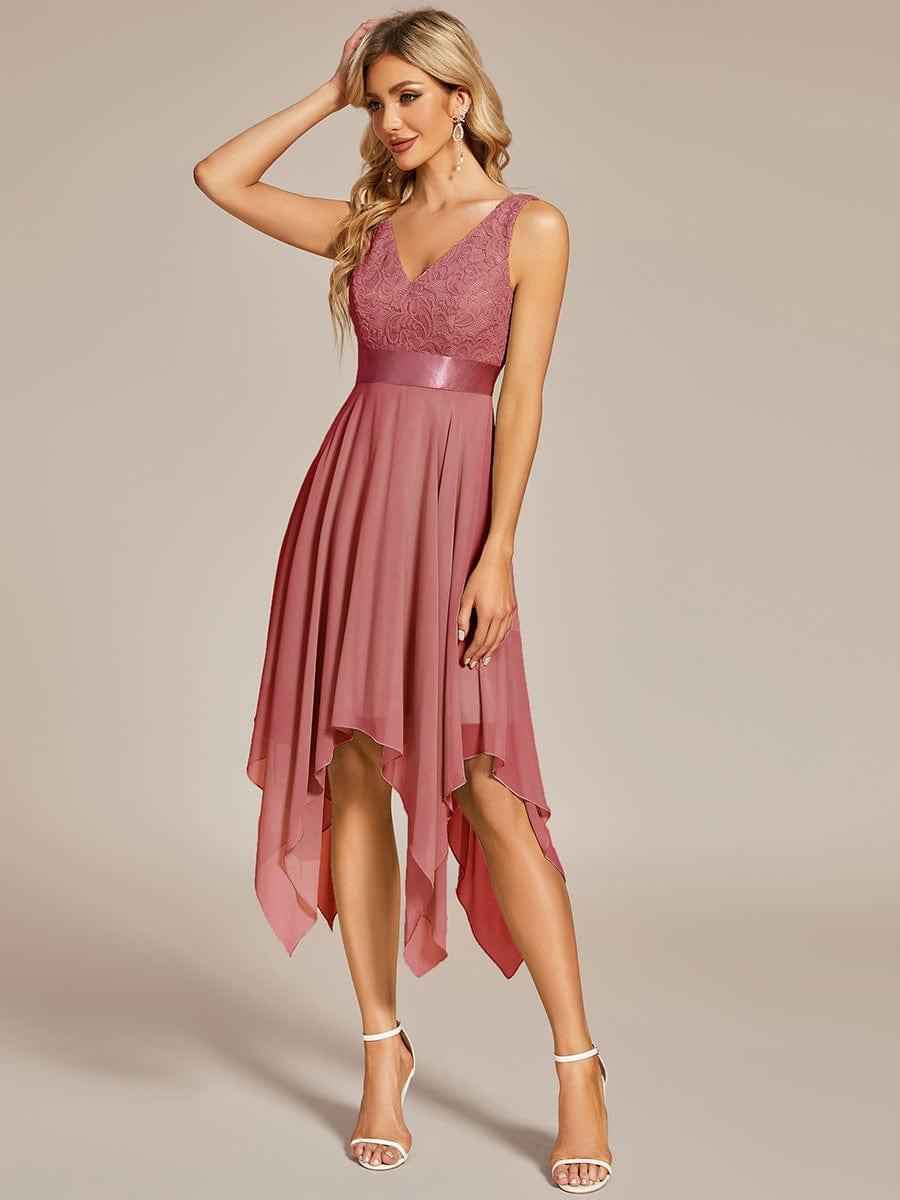 ever COSTA|Stunning V Neck Lace Chiffon Bridesmaid Dress