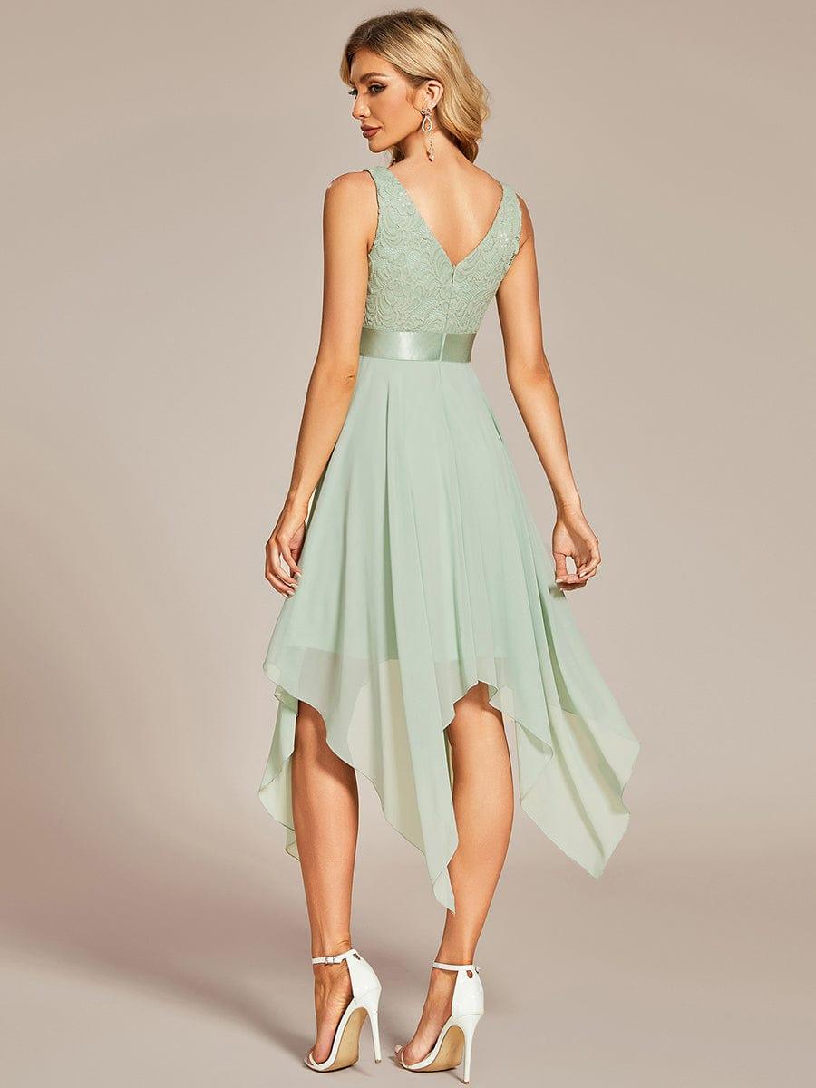 ever COSTA|Stunning V Neck Lace Chiffon Bridesmaid Dress