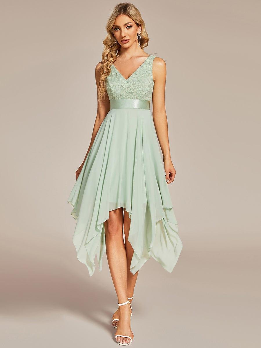 ever COSTA|Stunning V Neck Lace Chiffon Bridesmaid Dress