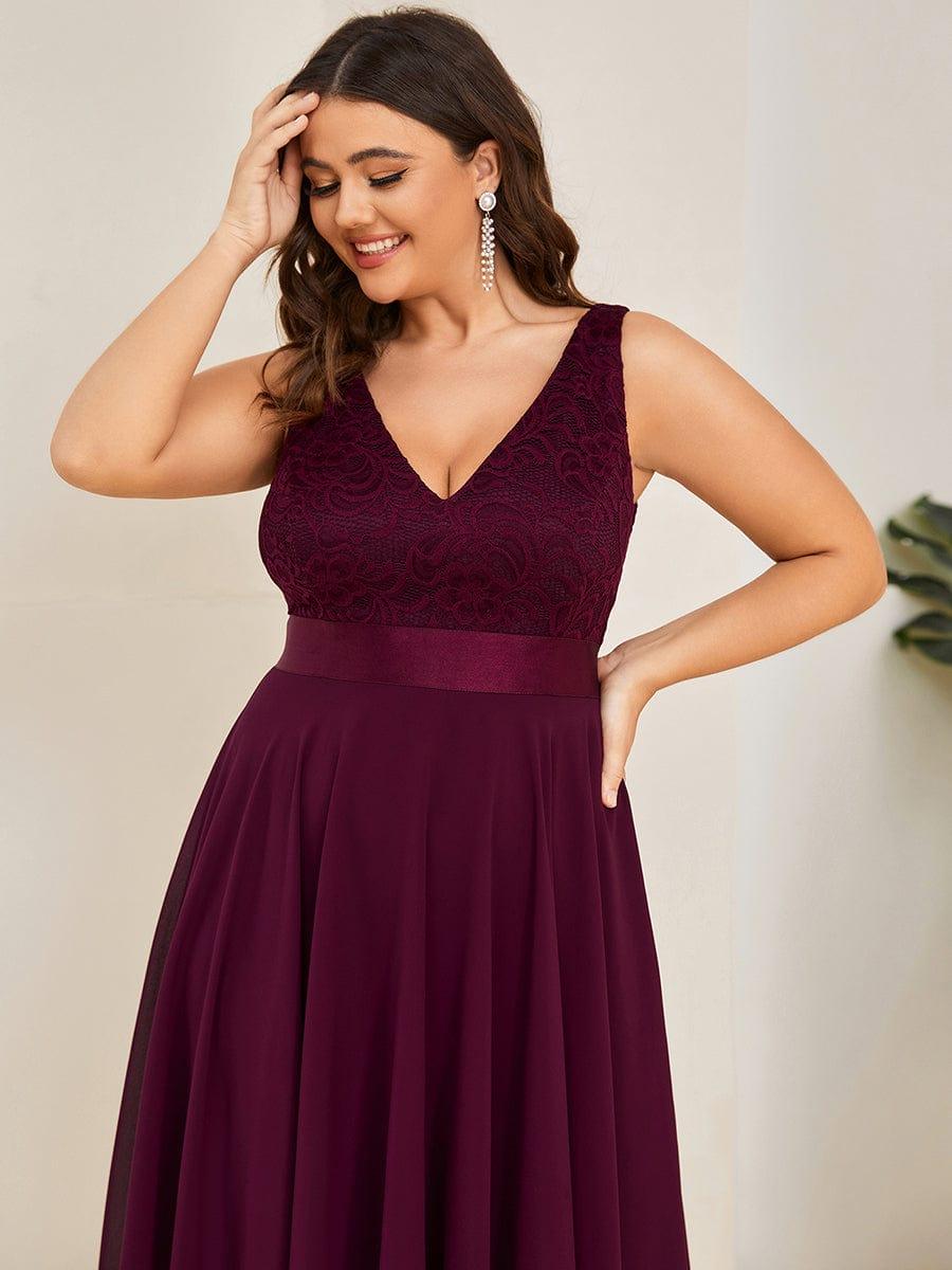 ever COSTA|Stunning V Neck Lace Chiffon Bridesmaid Dress
