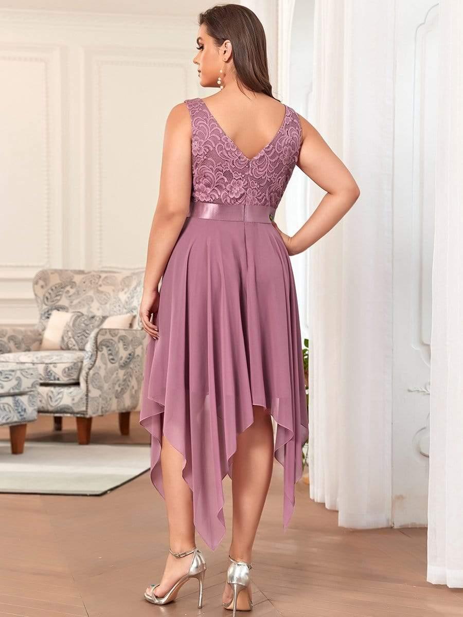 ever COSTA|Stunning V Neck Lace Chiffon Bridesmaid Dress
