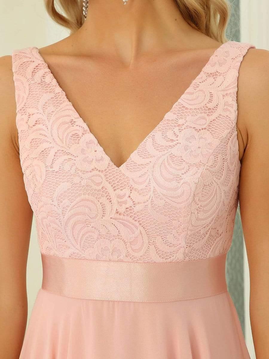 ever COSTA|Stunning V Neck Lace Chiffon Bridesmaid Dress