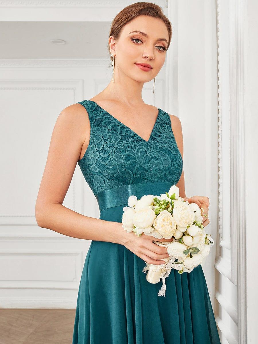 ever COSTA|Stunning V Neck Lace Chiffon Bridesmaid Dress