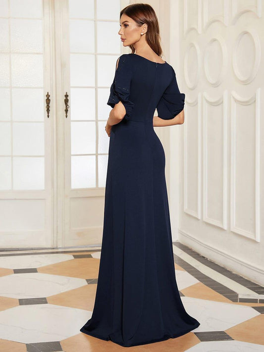 ever VICOTIRE|Trendy Round Neck Floor Length Evening Dress for Women