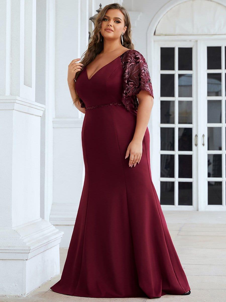 ever SLOANE|Sexy Maxi V Neck Bodycon Party Dress with Flare Sleeves(Final Sale)