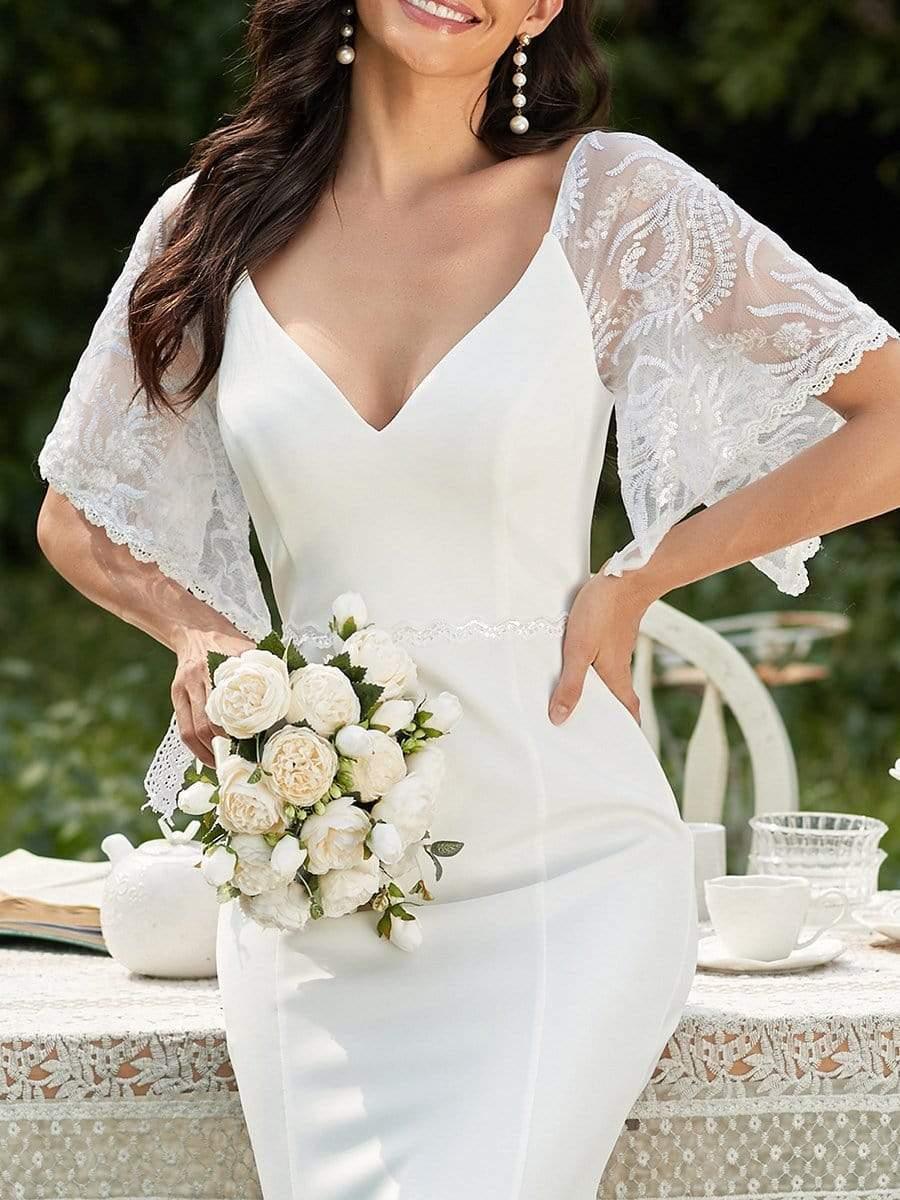 ever SLOANE|Sexy Maxi V Neck Bodycon Party Dress with Flare Sleeves(Final Sale)