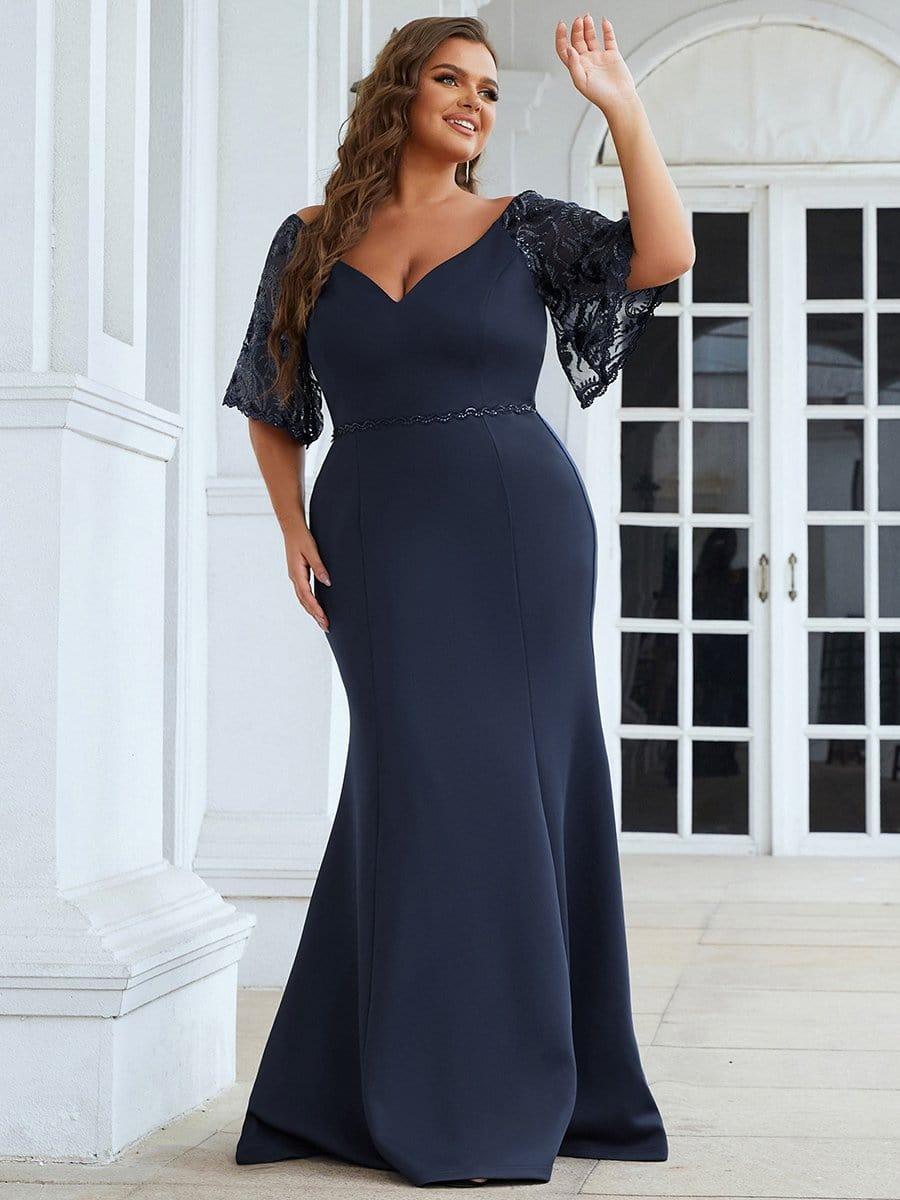 ever SLOANE|Sexy Maxi V Neck Bodycon Party Dress with Flare Sleeves(Final Sale)