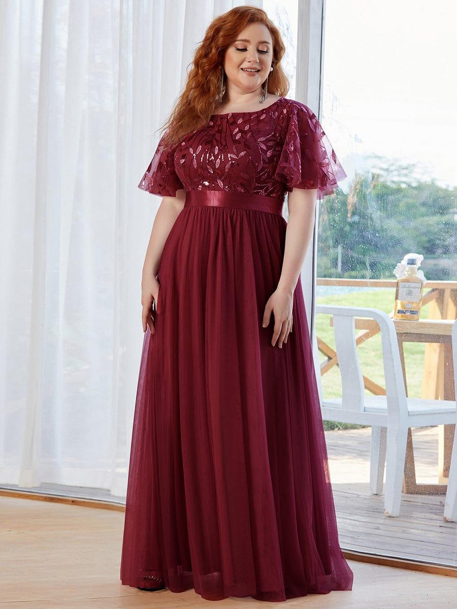 ever SAPHIR|Women's A-Line Short Sleeve Embroidery Floor Length Wedding Guest Dresses